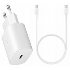 Tinklo įkroviklis 220V Samsung EP-TA800N USB C 25W + USB C 1m baltas (white) (O) 